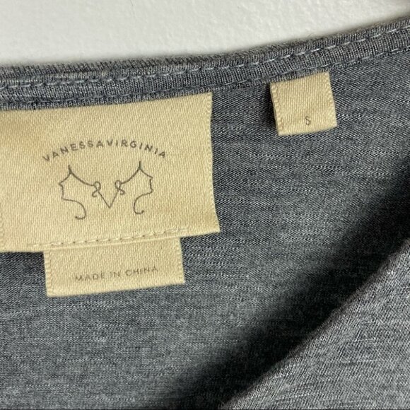 Anthropologie Tie Front Grey Tunic Top Vanessa Viginia Dayla Size Small Boho S - Picture 3 of 16